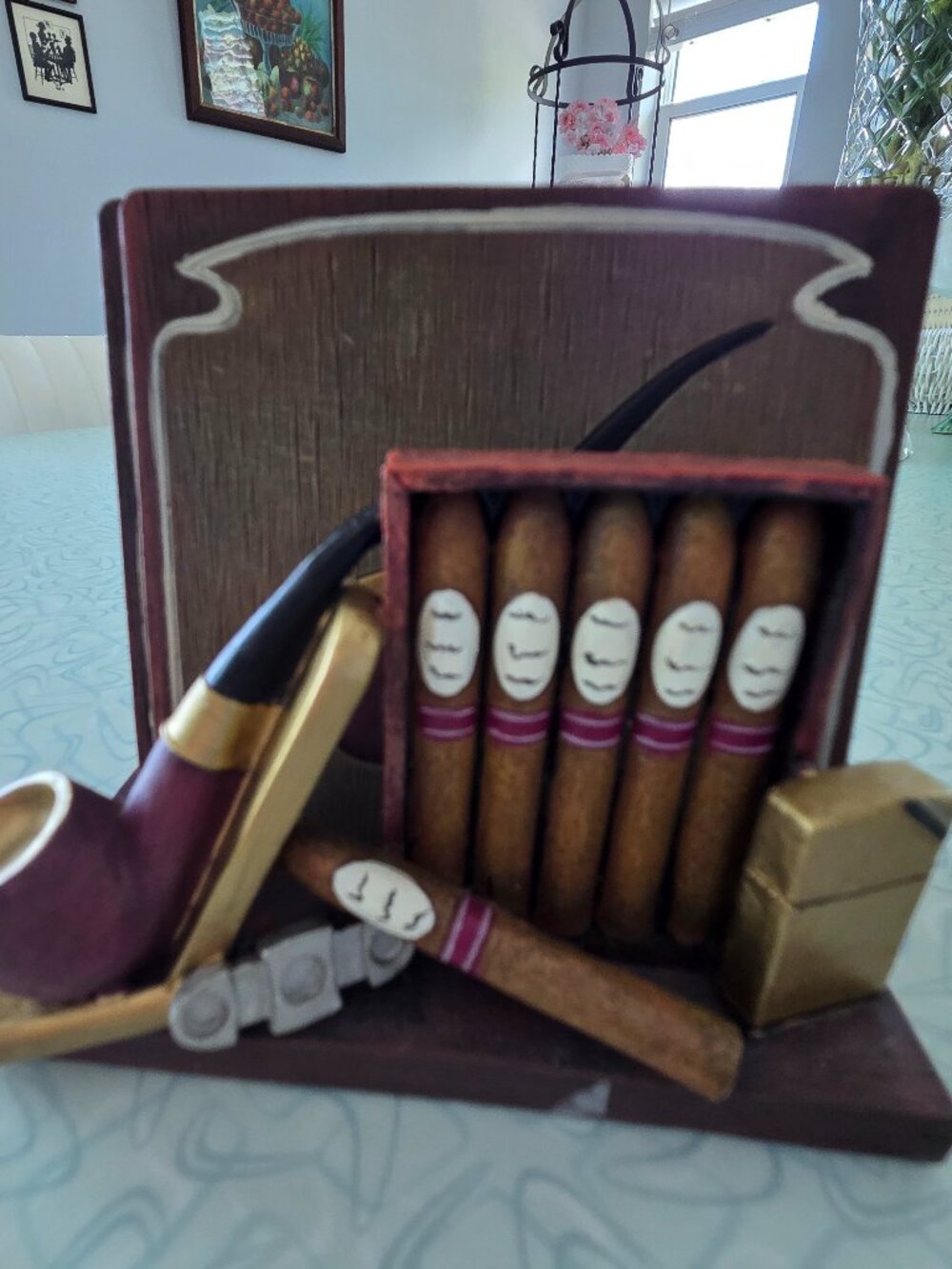 Vintage Cigar Coasters & Holder